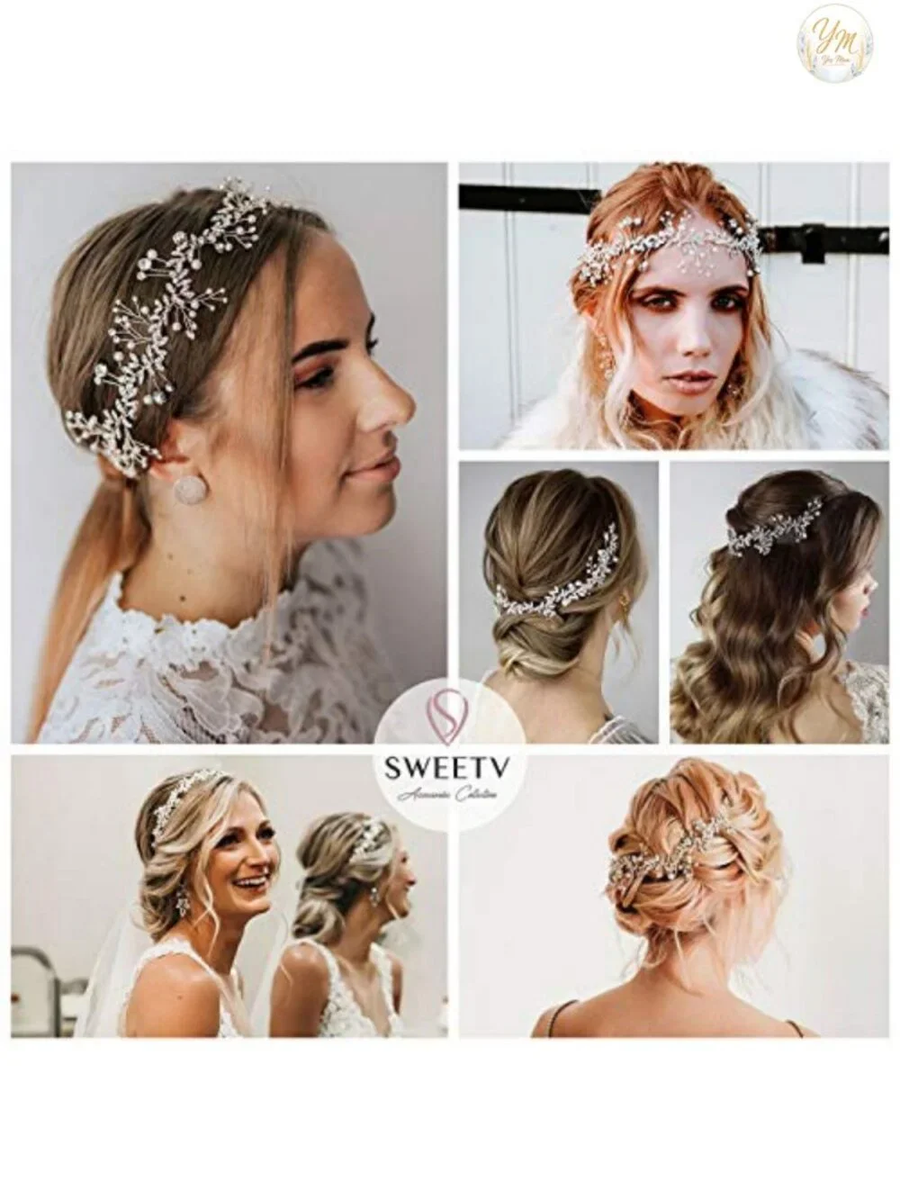 Bridal Headband Silver Pearl Crystal Hair Vine Wedding Hair Accessory